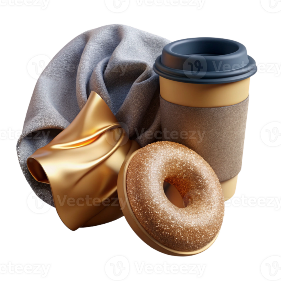 vibrant modern Branding Mockup with Coffee and Croissant Isolated high resolution png