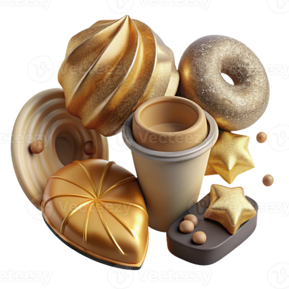 serene traditional Branding Mockup with Coffee and Croissant Isolated exclusive png