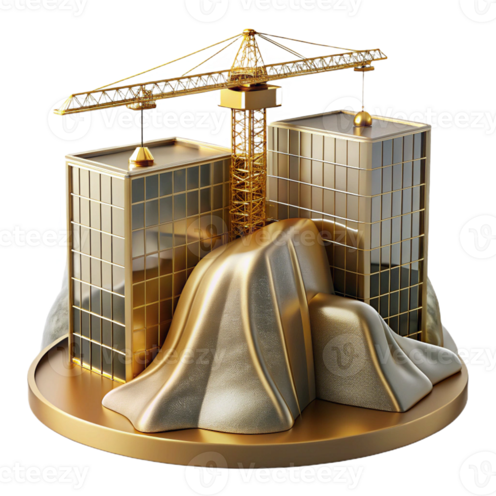 serene classic Building Under Construction Crane Silhouette Isolated Urban Development premium png