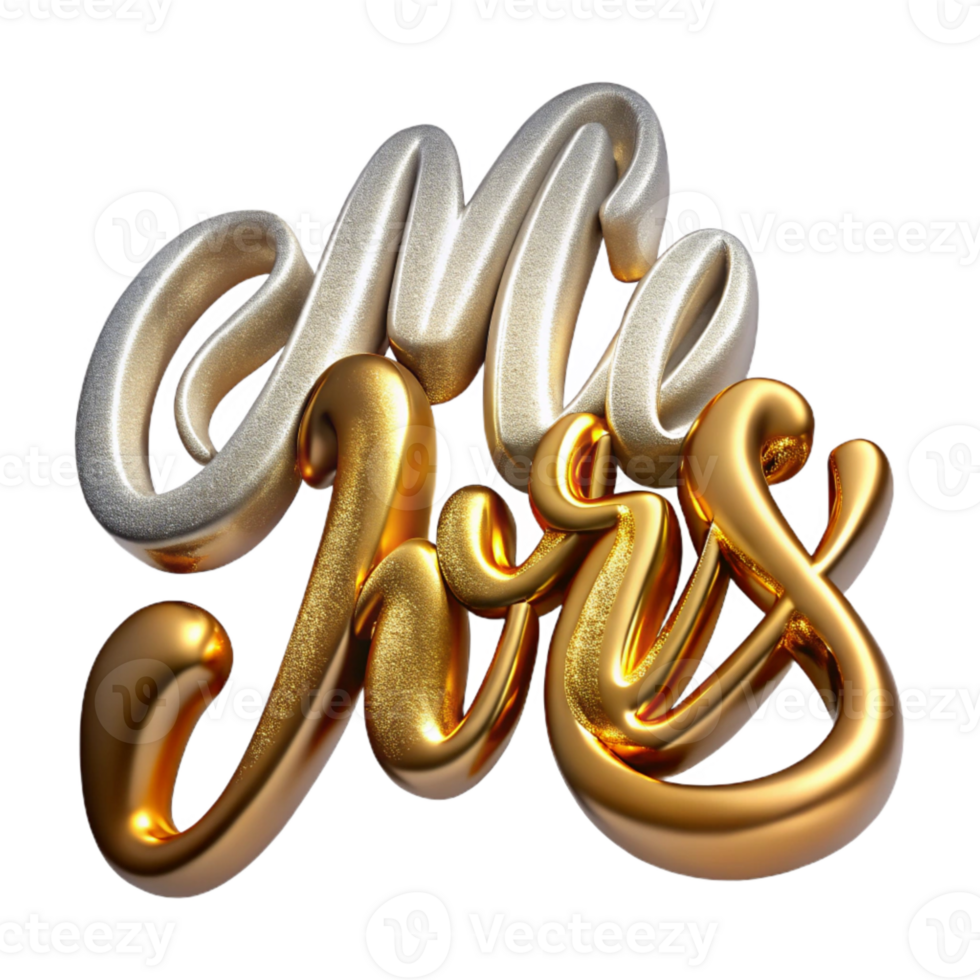 serene modern Calligraphy Script Mr and Mrs Transparent for Wedding Signage premium png