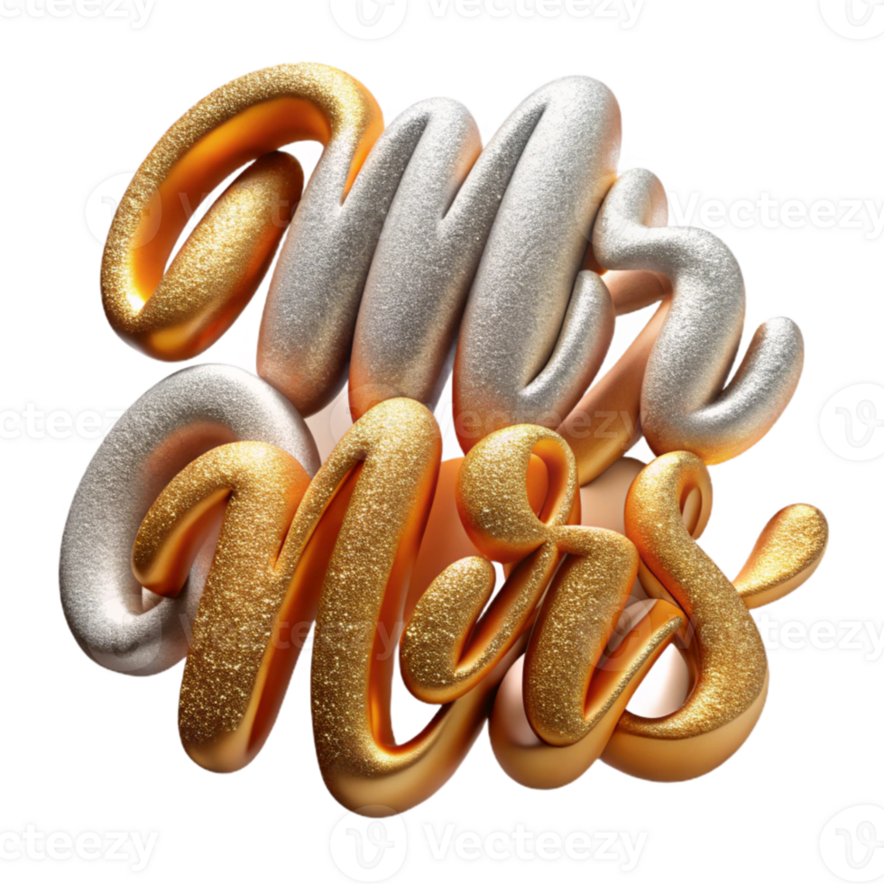 beautiful classic Calligraphy Script Mr and Mrs Transparent for Wedding Signage png