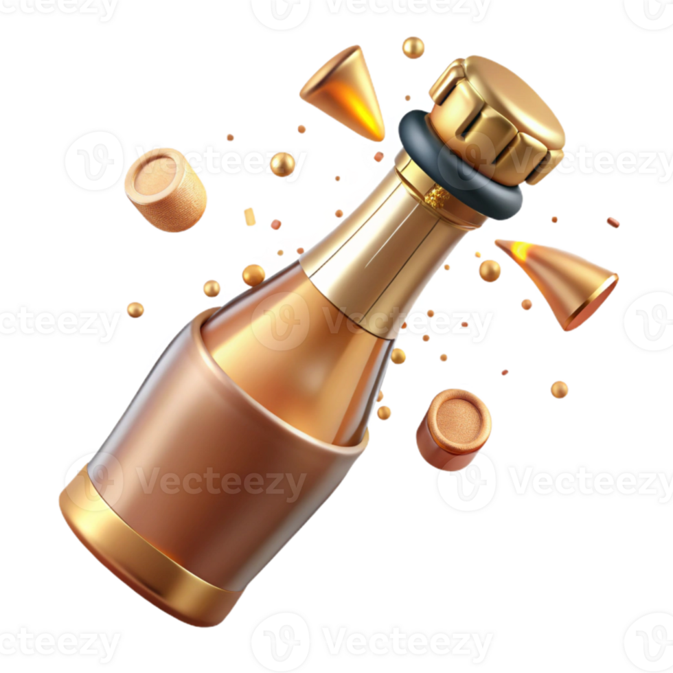 vibrant abstract Champagne Bottle Cork Popping Cutout authentic png