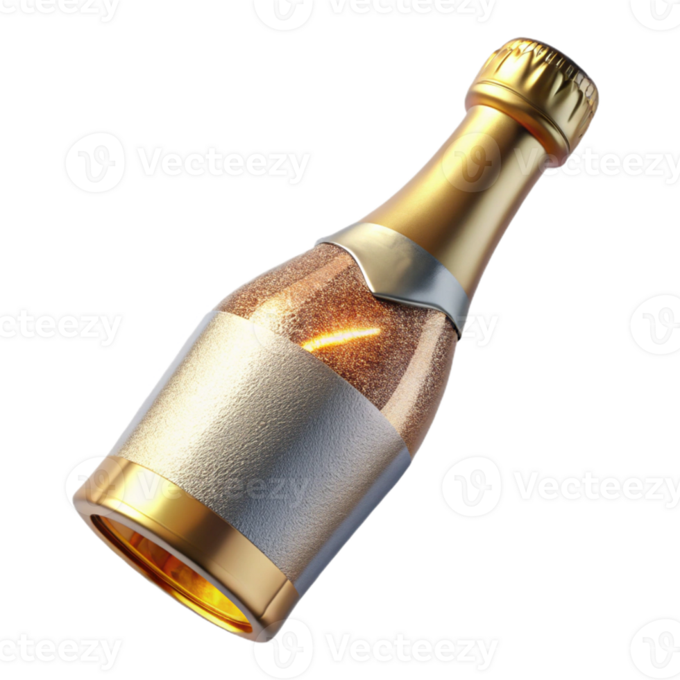 magnificent contemporary Champagne Bottle with Foil Cutout for Celebration Menus genuine png