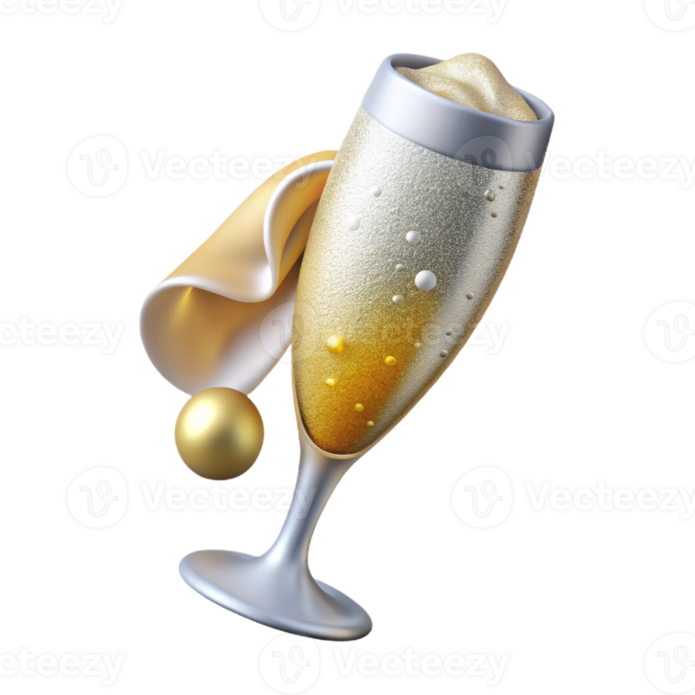 beautiful minimalist Champagne Flute Bubbles Toasting Isolated for Celebration Designs authentic png