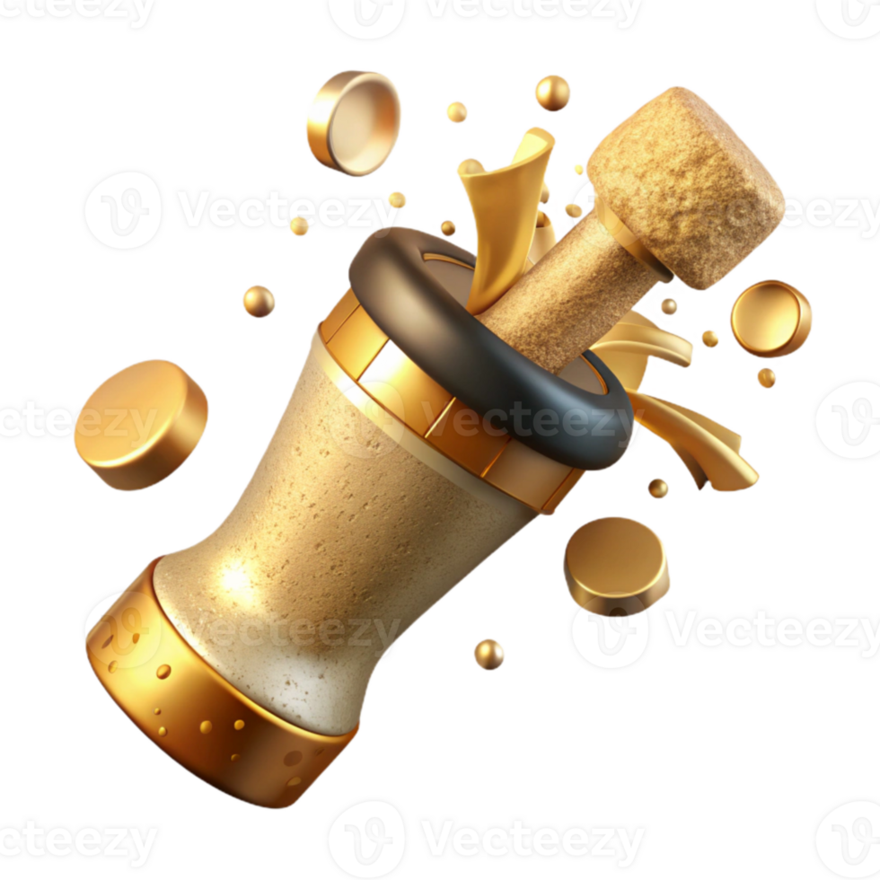 vibrant classic Champagne Cork Popping Celebration Cutout for New Years exclusive png