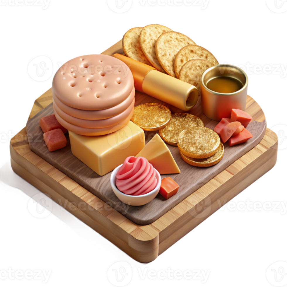 beautiful artistic Charcuterie Board Meats Cheeses Crackers Isolated for Appetizers genuine png