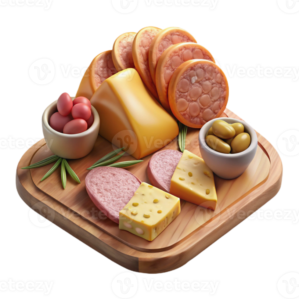 dramatic minimalist Charcuterie Board Meats Cheeses Crackers Isolated for Appetizers genuine png