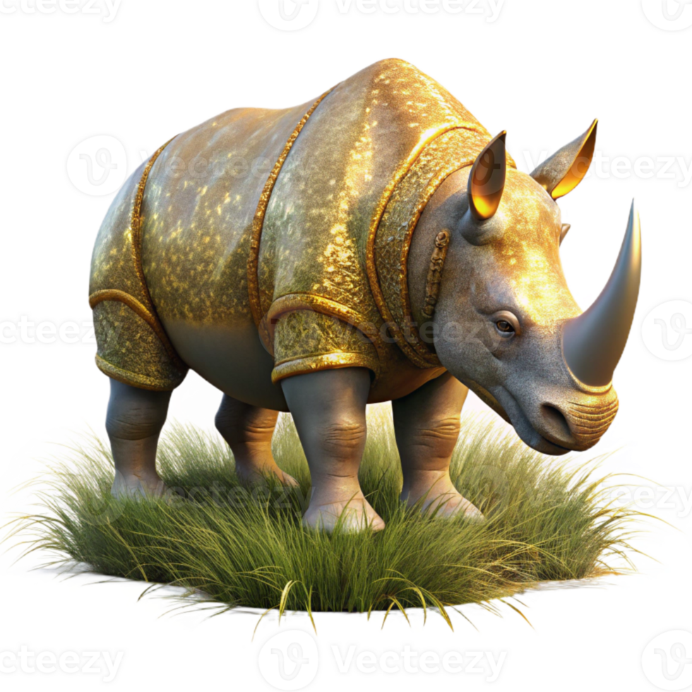 stunning modern Charging Rhino Silhouette Grassland Background Isolated for Safari Adventures premium png