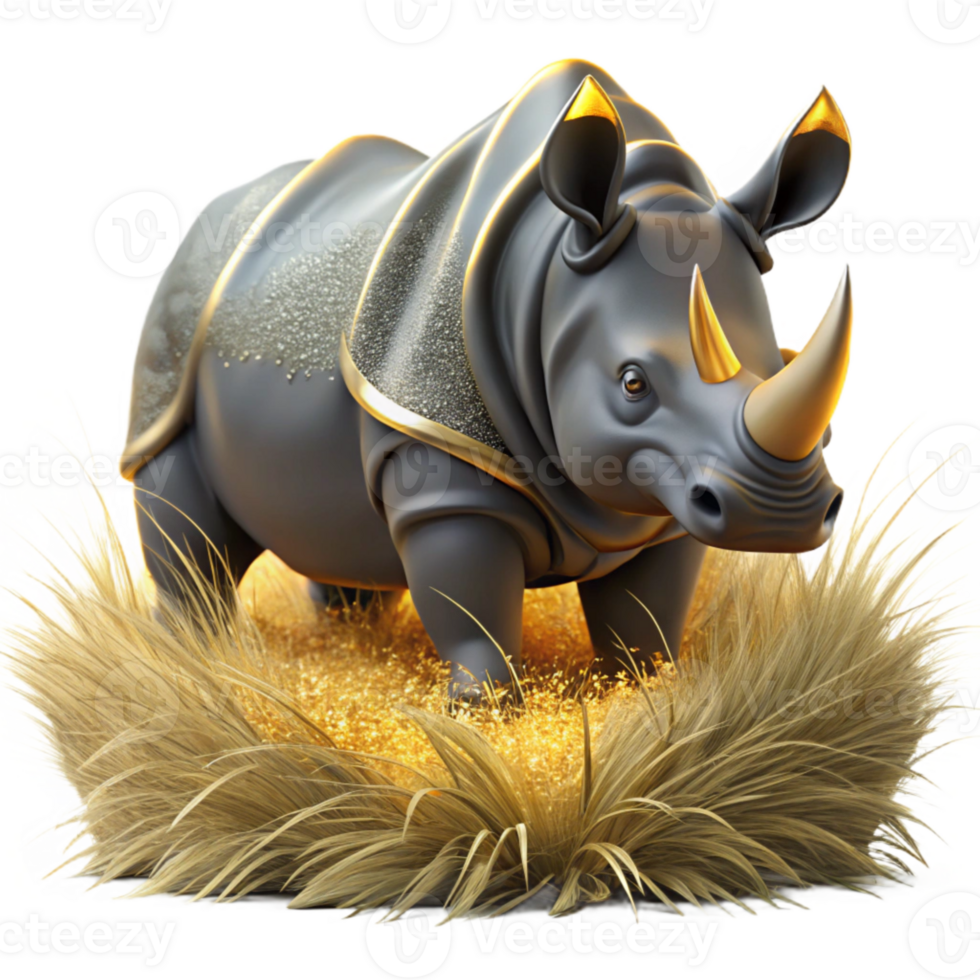 impressive vintage Charging Rhino Silhouette Grassland Background Isolated for Safari Adventures premium png