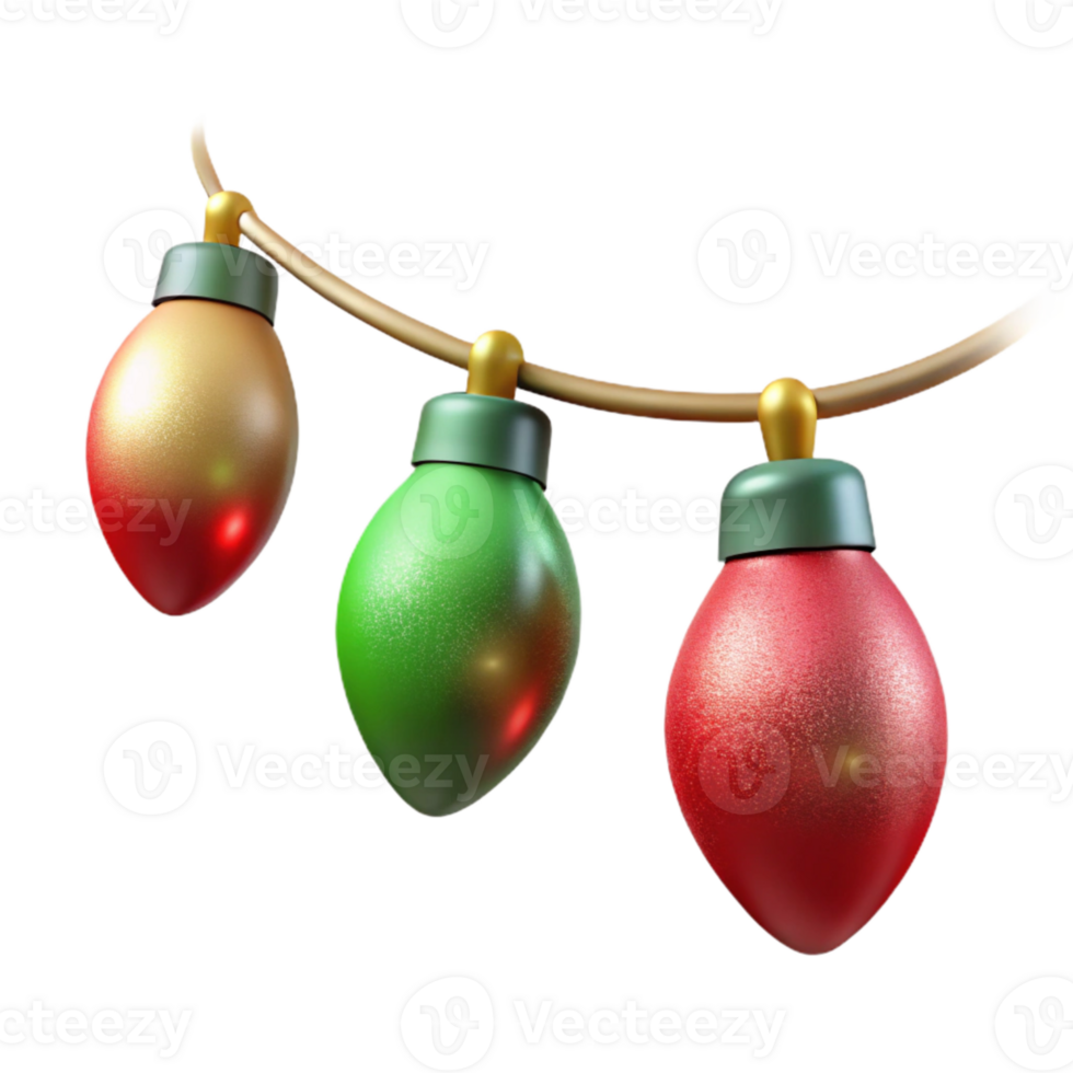 serene abstract Christmas Lights String Red Green Bulbs Isolated for Web high resolution png