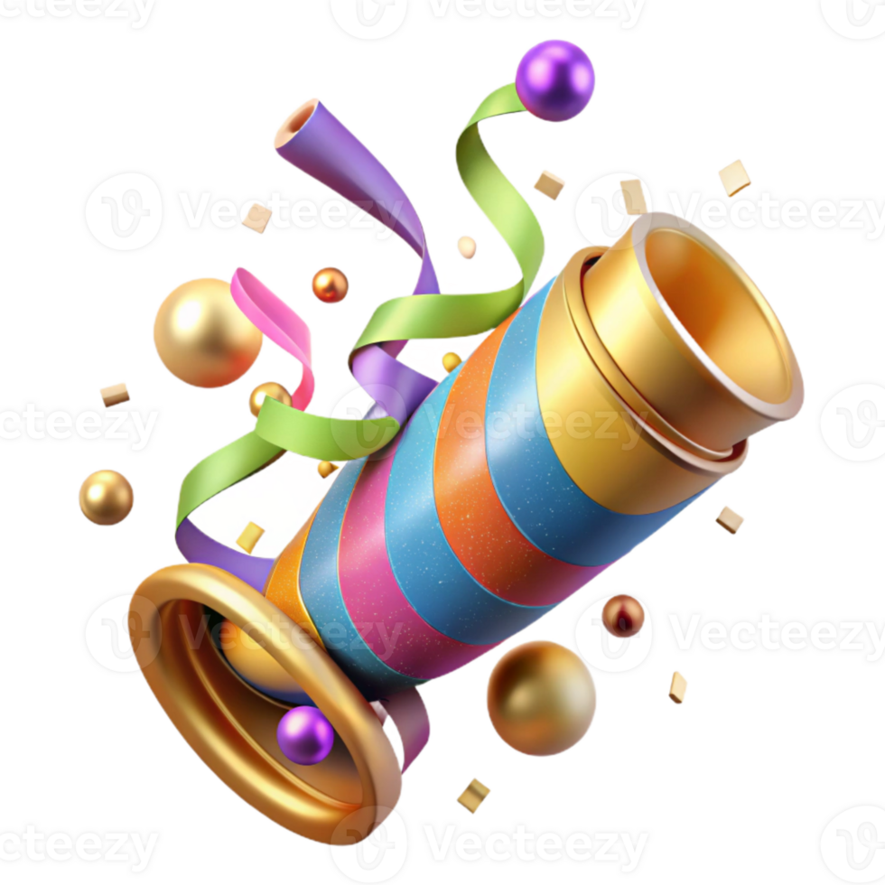 serene artistic Confetti Cannon Exploding Colorful Streamers Cutout high resolution png