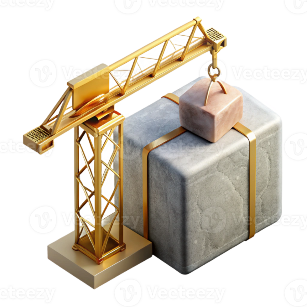 wonderful abstract Construction Crane Lifting Concrete Block Transparent Building Site professional png