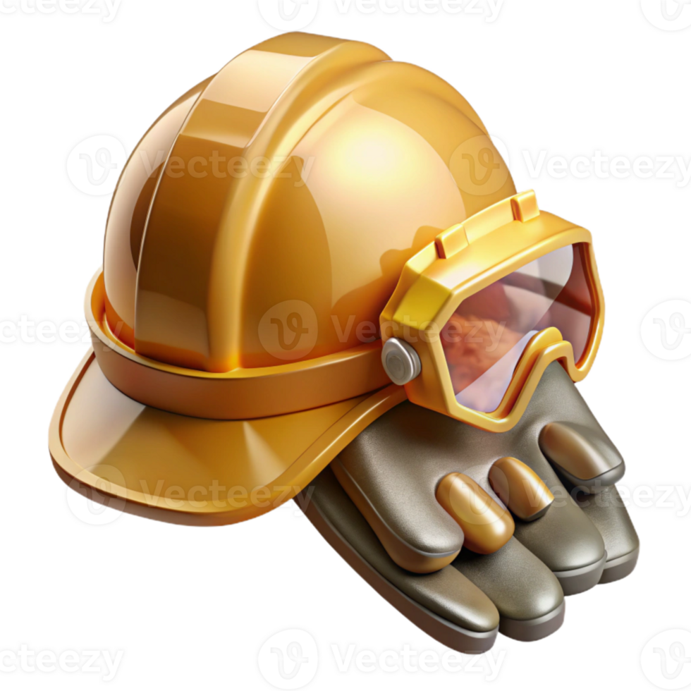 elegant abstract Construction Worker Helmet and Gloves Transparent Safety Gear genuine png