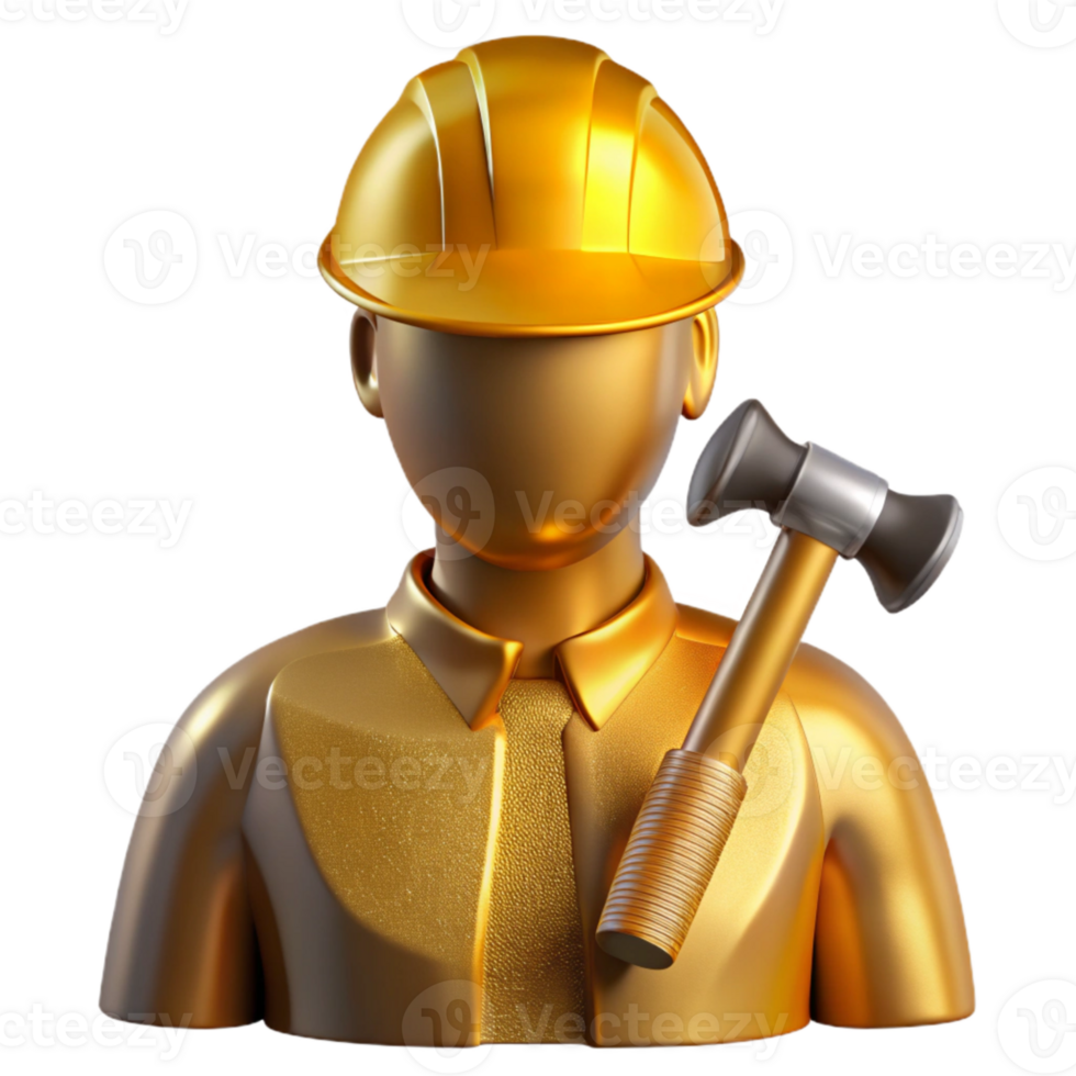 beautiful creative Construction Worker Silhouette with Hammer Transparent Building Process premium png