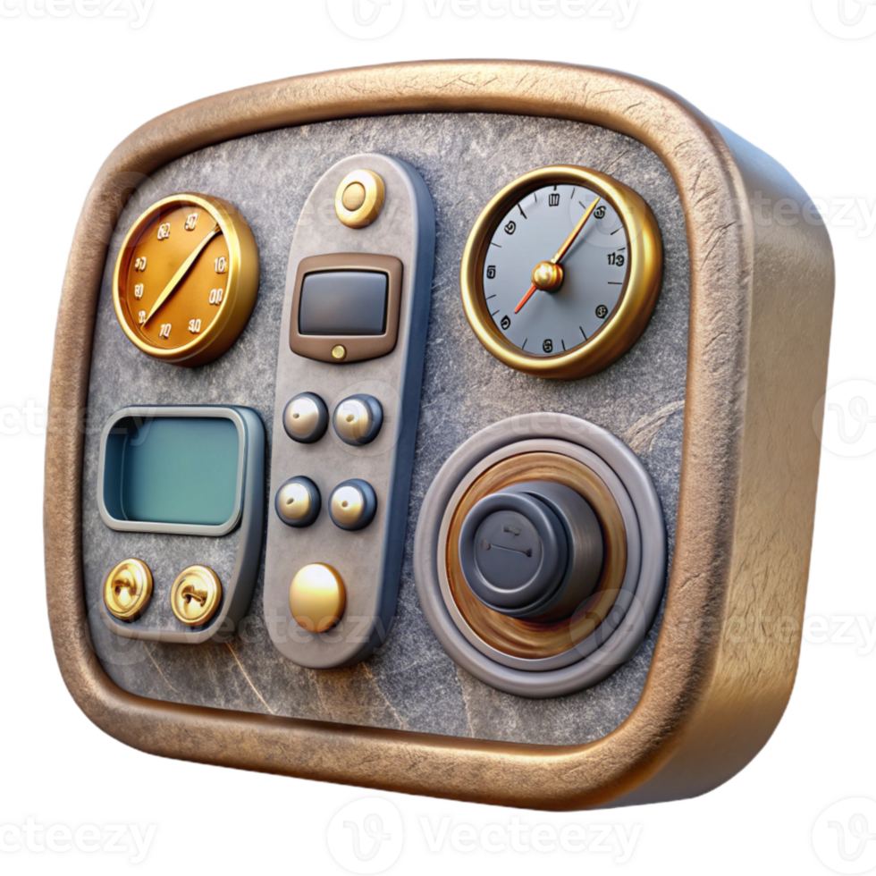 dramatic classic Control Panel with Gauges Isolated for Cockpit Simulations original png