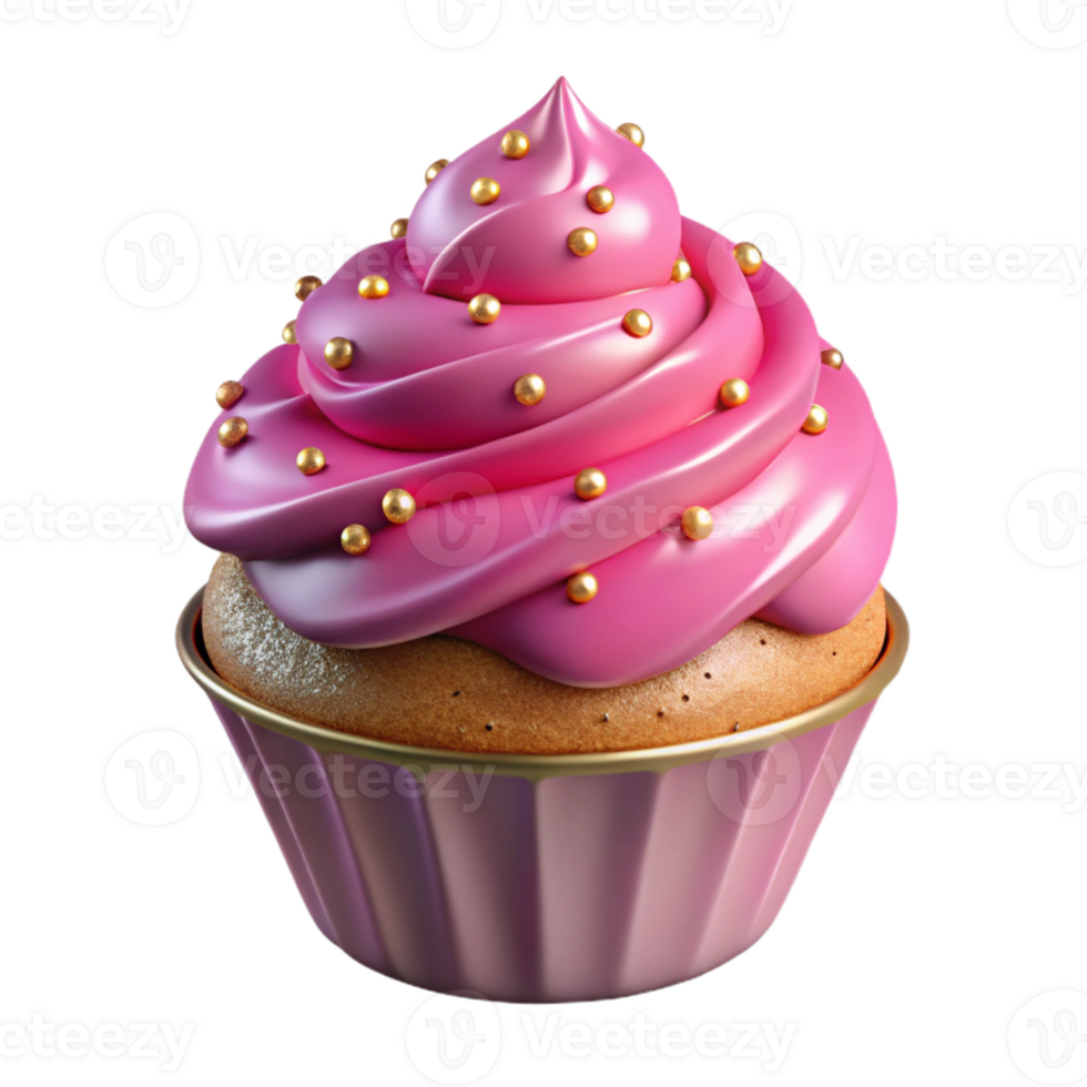 wonderful modern Cupcake with Sprinkles Pink Frosting Cutout for Bakery Promotions high resolution png