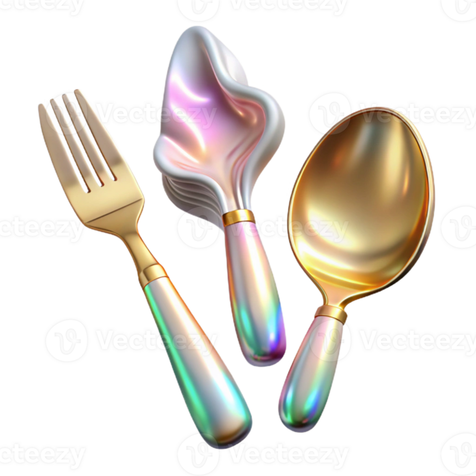 extraordinary abstract Cutlery Fork Knife Spoon Silverware Isolated for Dining detailed png