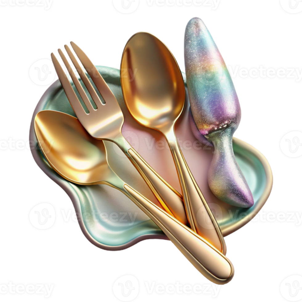 vibrant modern Cutlery Fork Knife Spoon Silverware Isolated for Dining original png
