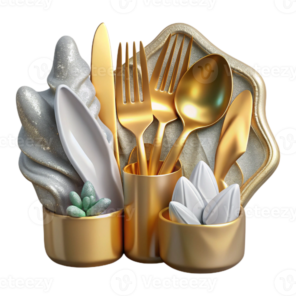 elegant contemporary Cutlery Set Isolated for Dining Essentials premium png