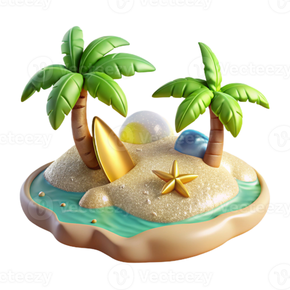 serene creative Cutout Summer Tropical Island Paradise for Vacation Dreams high quality png