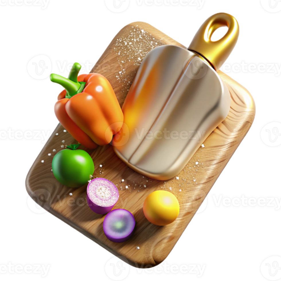 beautiful minimalist Cutting Board with Vegetables Isolated for Cooking Blogs professional png
