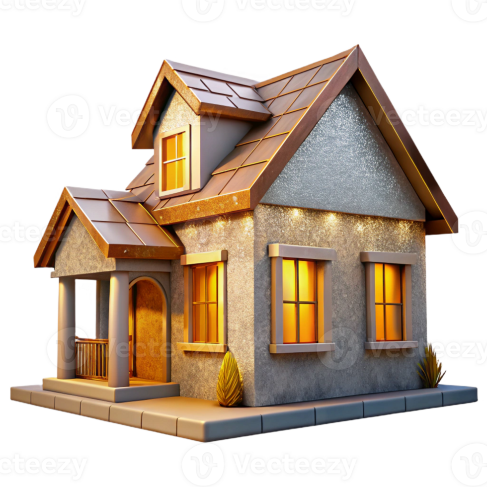dramatic vintage D Model House Exterior Render Cutout professional png