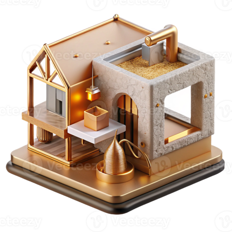 beautiful modern D Printer Printing House Model Architecture Construction Transparent for 3d Printing professional png