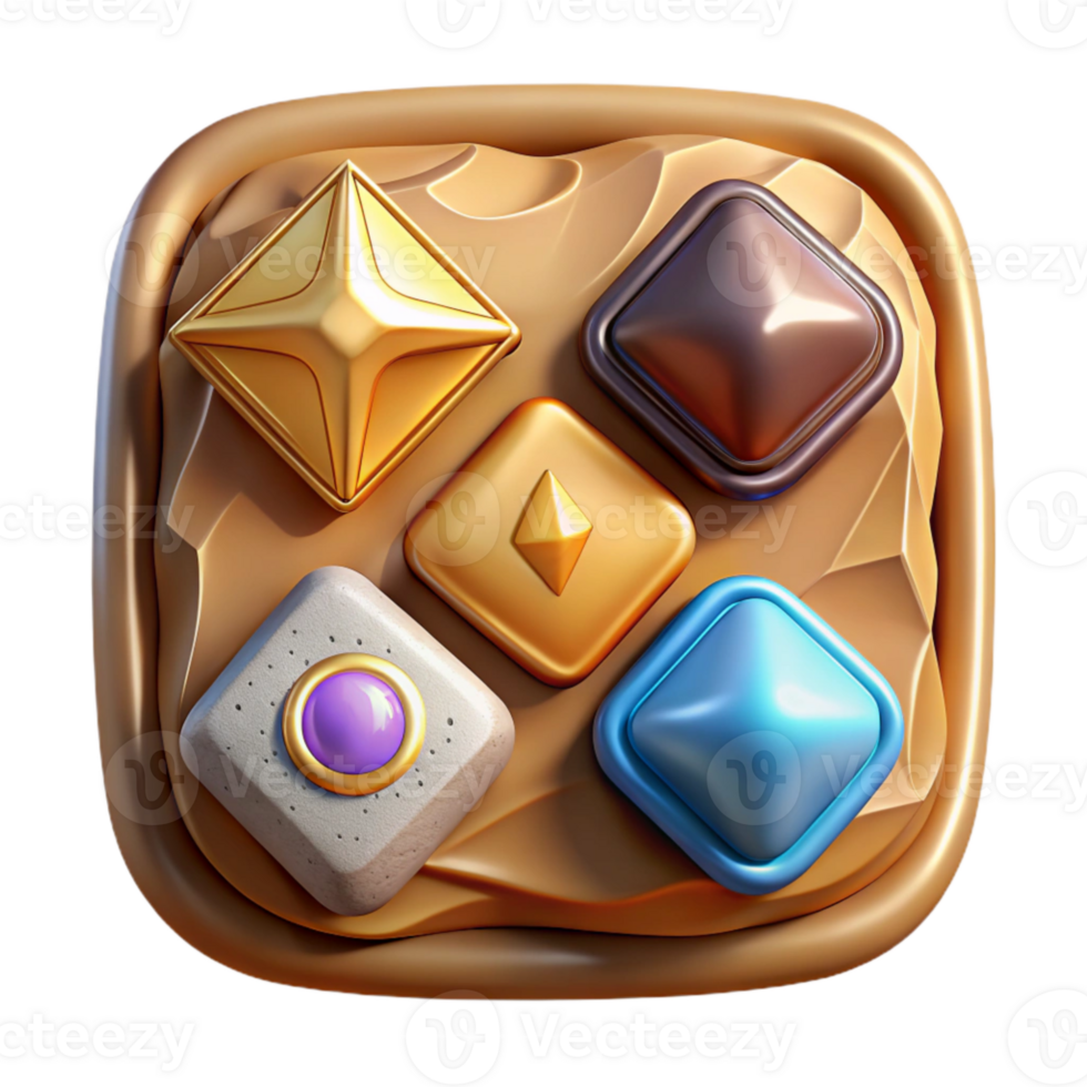 serene rustic D Ui Button Pack Isolated for Game Ui Design professional png