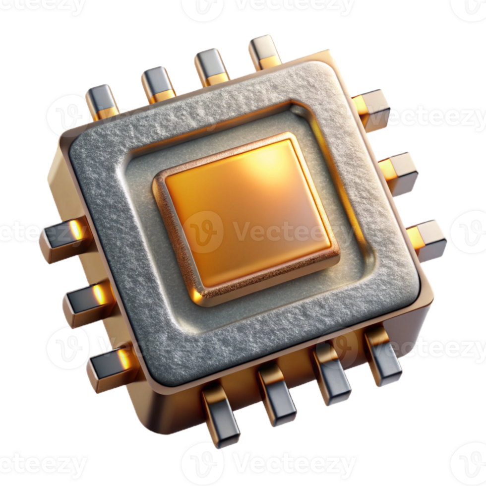 magnificent classic Electronic Components Microchip Processor Isolated for Tech Illustrations premium png