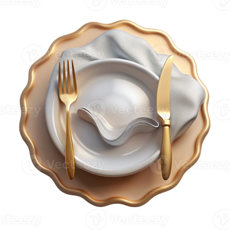 serene classic Empty Plate with Fork and Knife Cutout for Menu Templates professional png