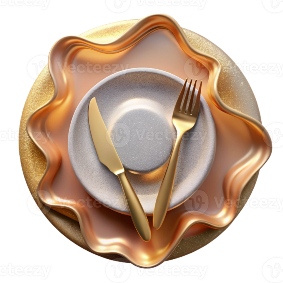 dramatic rustic Empty Plate with Fork and Knife Cutout for Menu Templates professional png