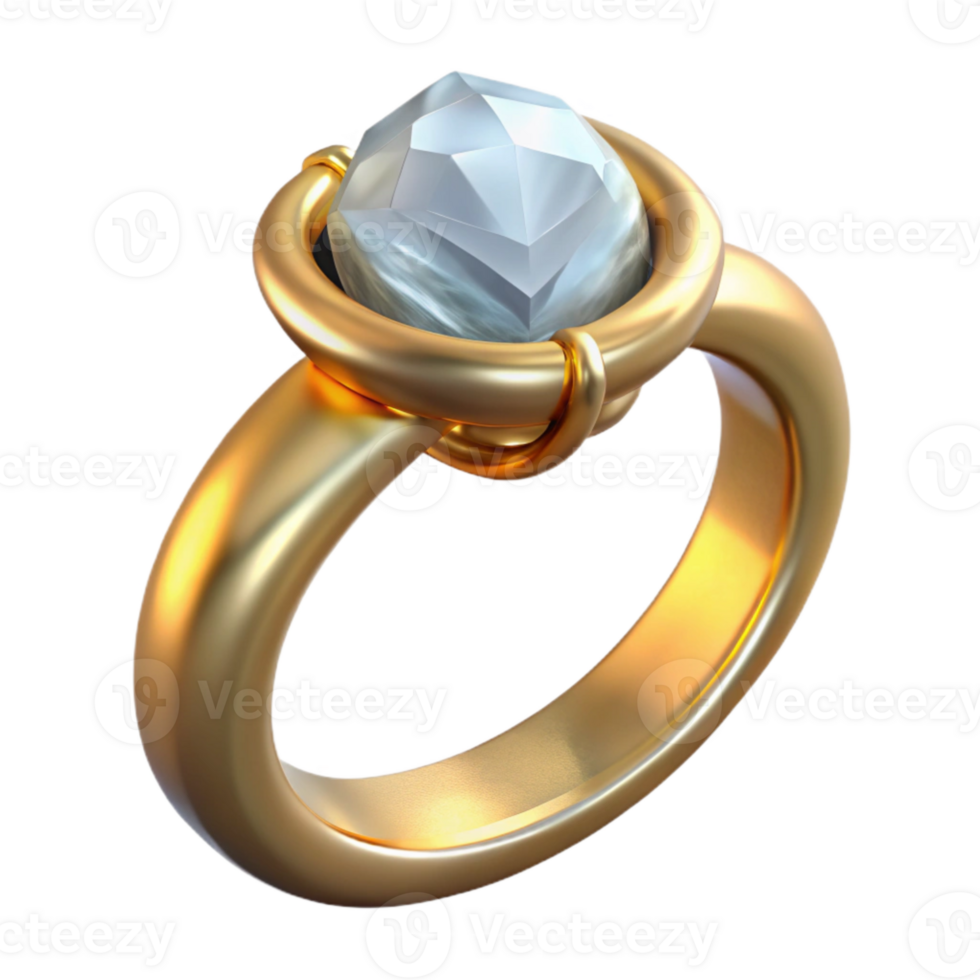 stunning contemporary Engagement Ring Diamond Solitaire Gold Band Isolated genuine png