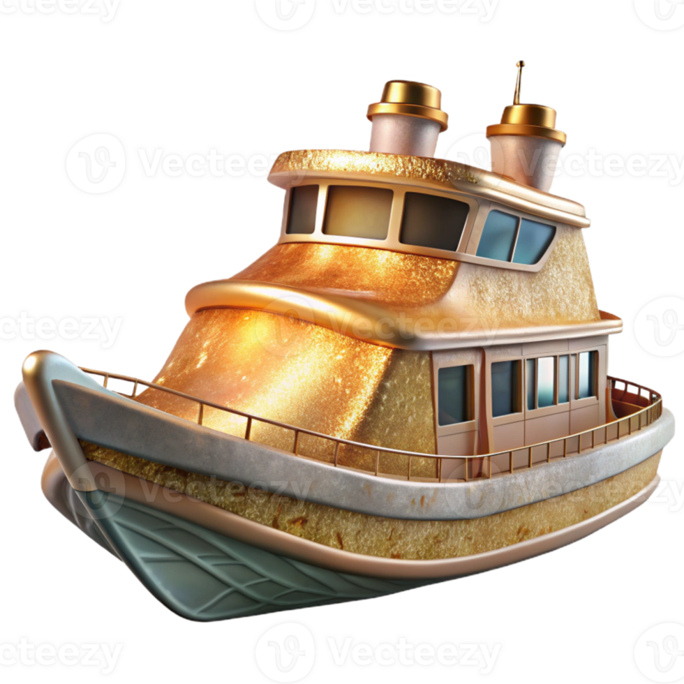 serene rustic Ferry Boat Isolated Cutout for Transportation Designs original png