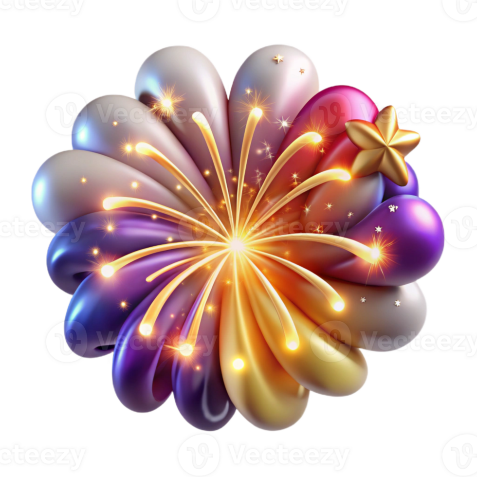 stunning artistic Fireworks Burst Colorful Night Sky Isolated detailed png