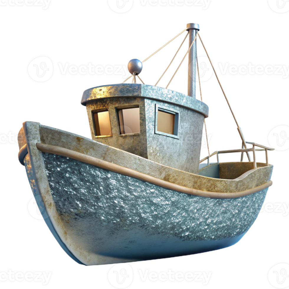 beautiful rustic Fishing Boat Silhouette Cutout for Marine Design high resolution png
