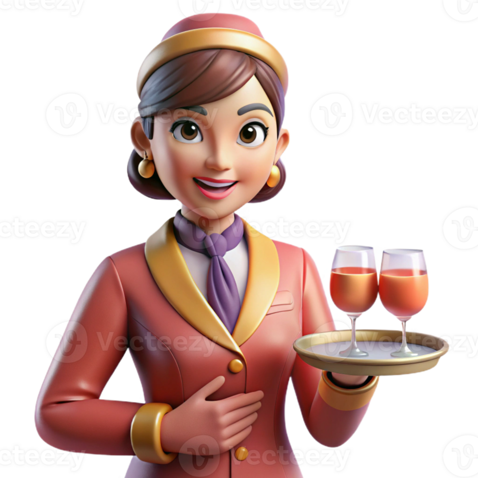 magnificent modern Flight Attendant Serving Drinks Transparent for Airline Websites authentic png