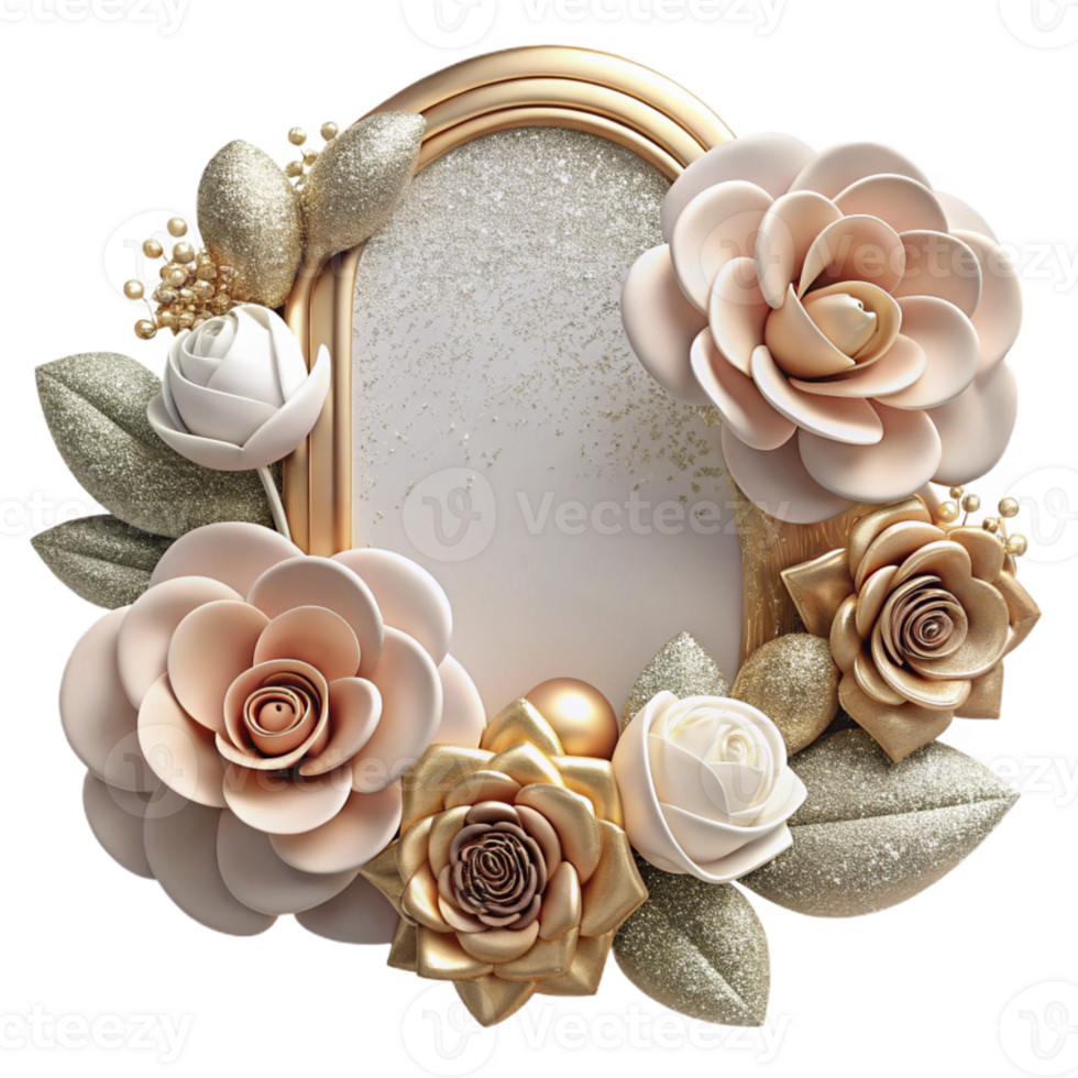 impressive artistic Floral Wedding Invitation Border Cutout for Stationery detailed png