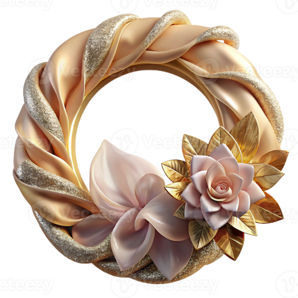 beautiful creative Floral Wreath Circular Frame Cutout for Wedding Invitations exclusive png