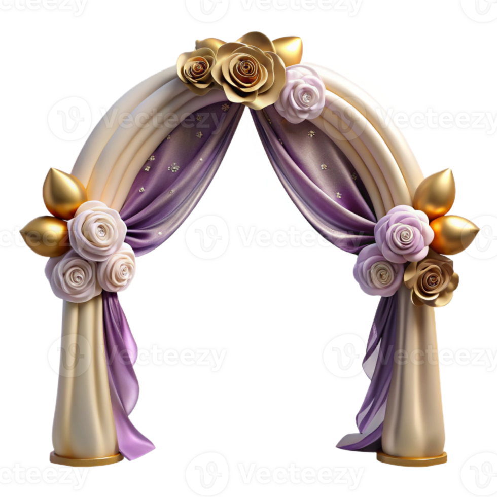 vibrant minimalist Flower Arch Wedding Ceremony Isolated for Event Planning original png