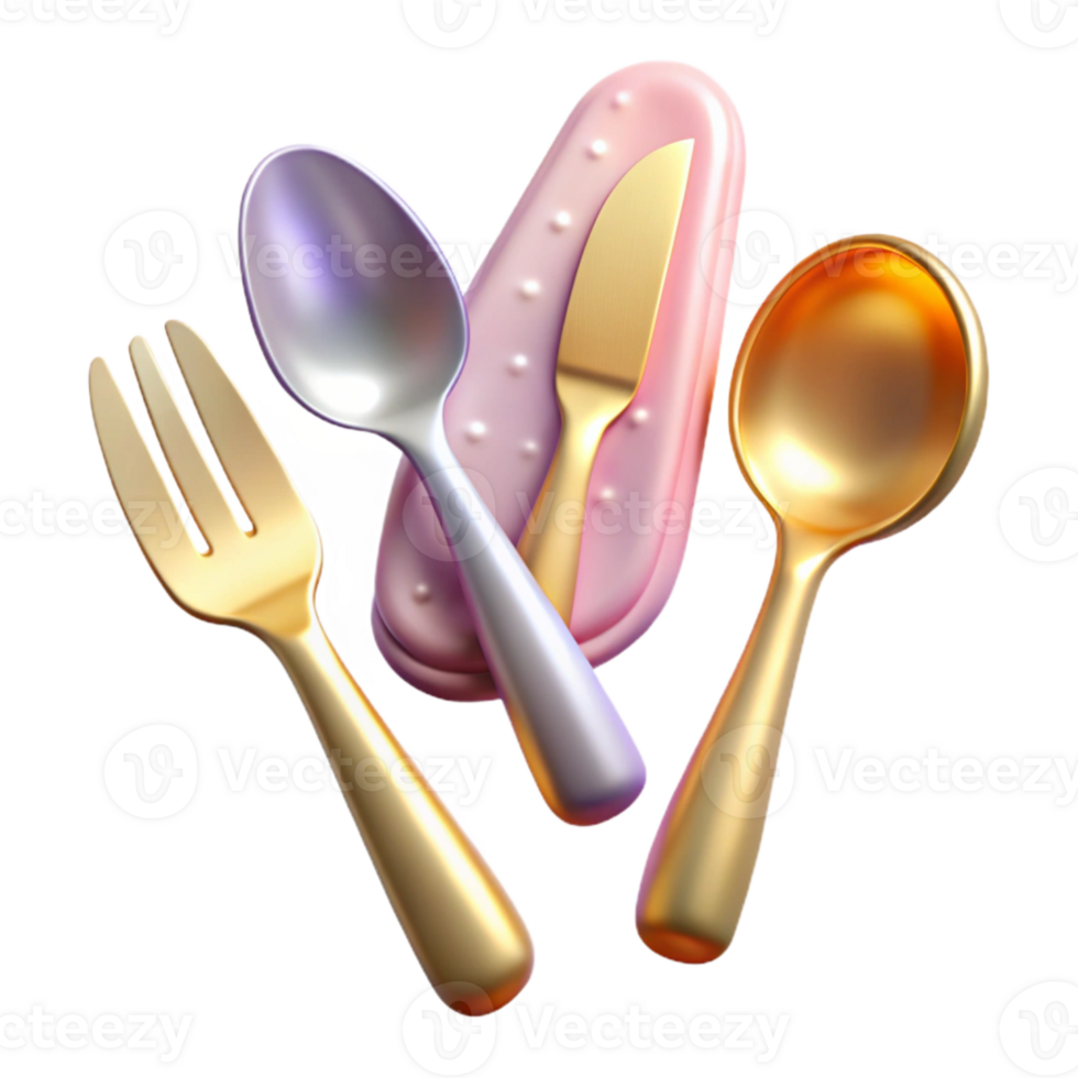 serene artistic Fork Spoon Knife Cutlery Set Cutout Table Setting professional png