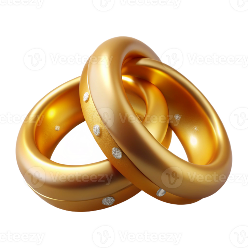 elegant rustic Gold Wedding Rings with Diamonds Interlocked Transparent authentic png