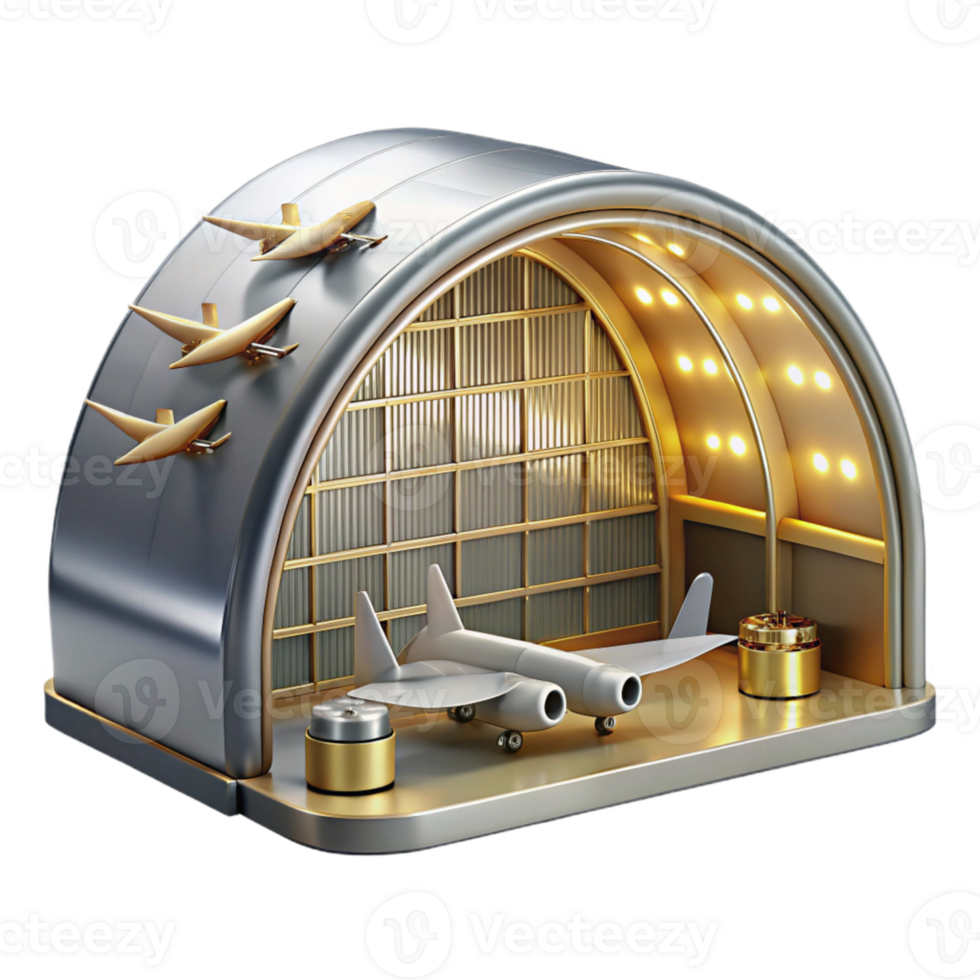 dramatic vintage Hangar with Airplanes Cutout for Airport Infrastructure high quality png