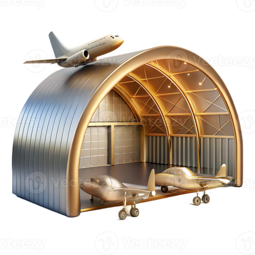 dramatic minimalist Hangar with Airplanes Cutout for Airport Infrastructure exclusive png