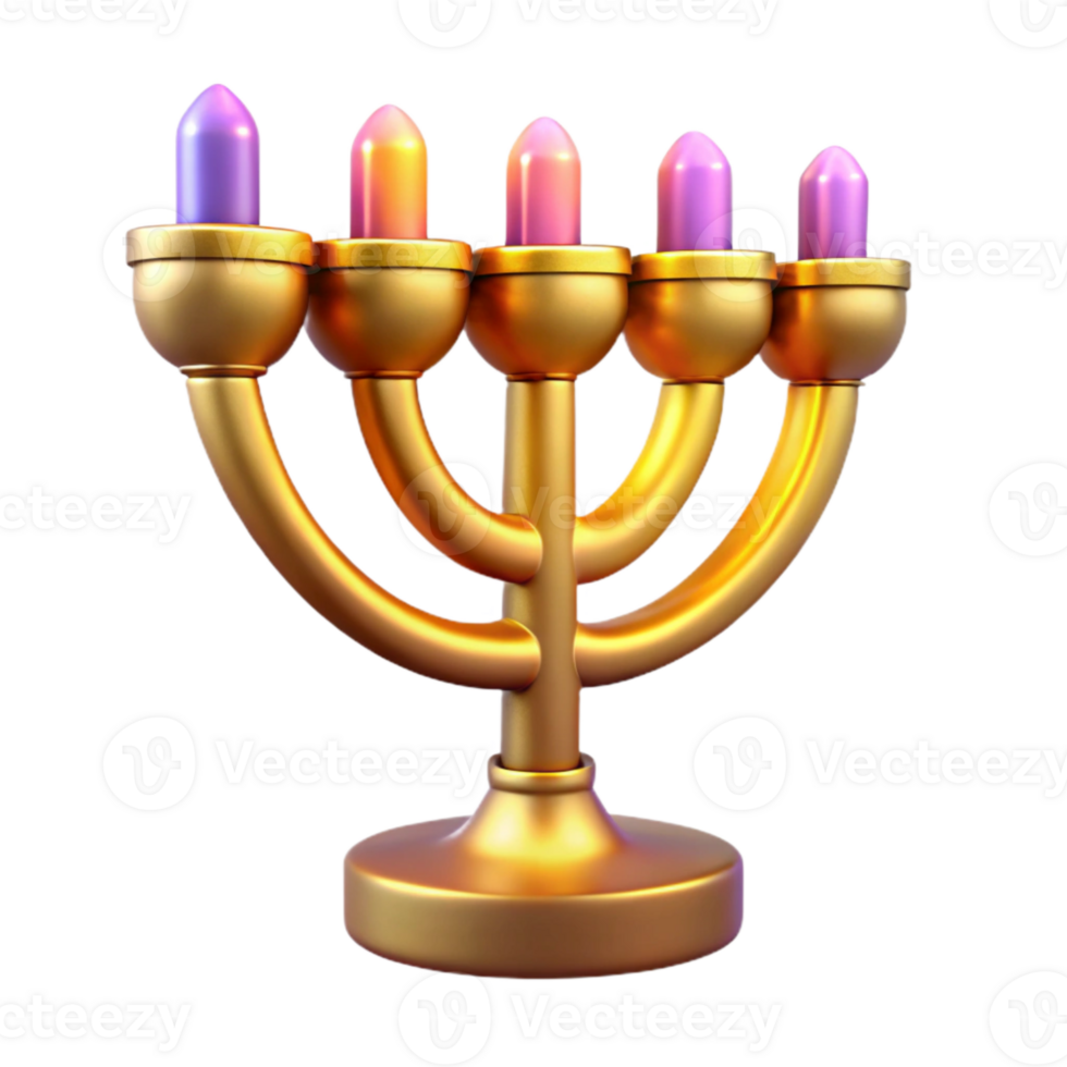 impressive classic Hanukkah Menorah Lit Isolated for Jewish Festival original png