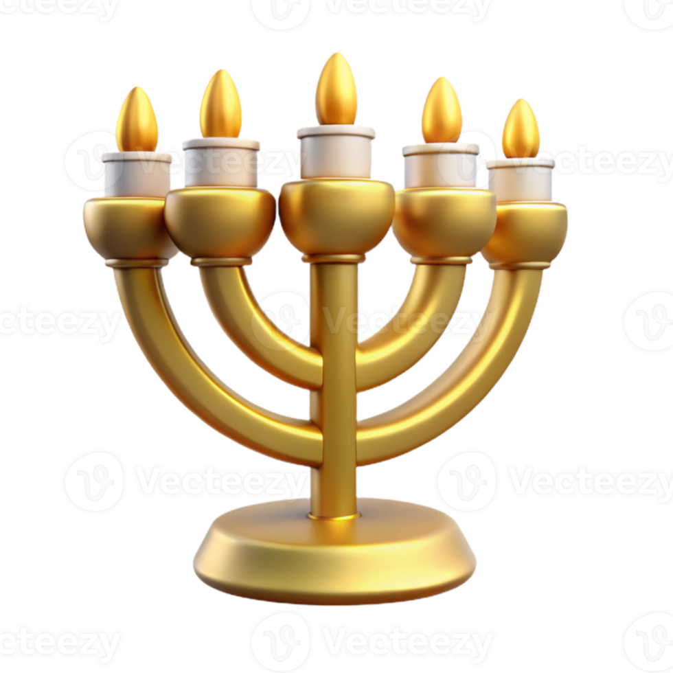 magnificent rustic Hanukkah Menorah Lit Isolated for Jewish Festival detailed png