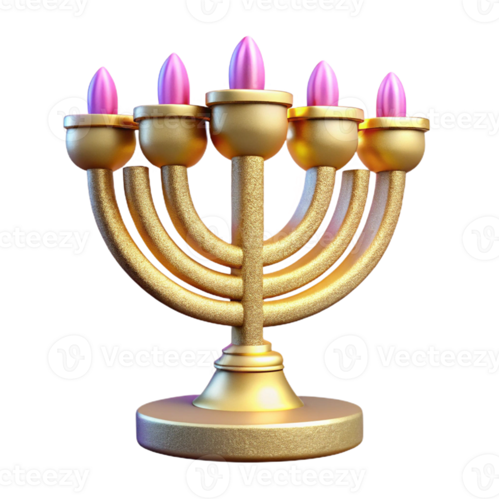 serene rustic Hanukkah Menorah Lit Isolated for Jewish Festival original png
