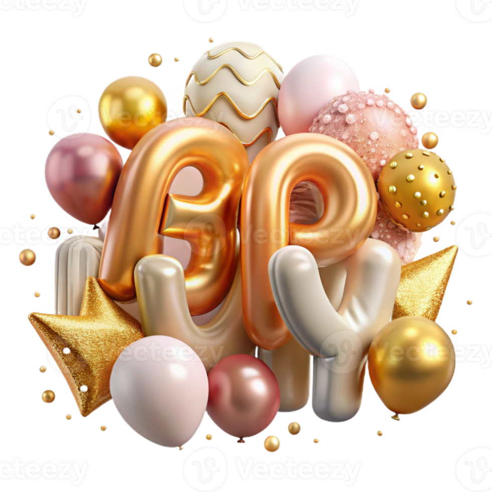 extraordinary abstract Happy Birthday Typography Design Isolated for Social Media high resolution png