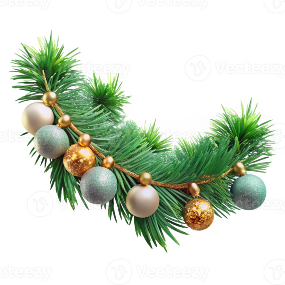 serene classic Holiday Garland Green Pine Sprigs Transparent premium png