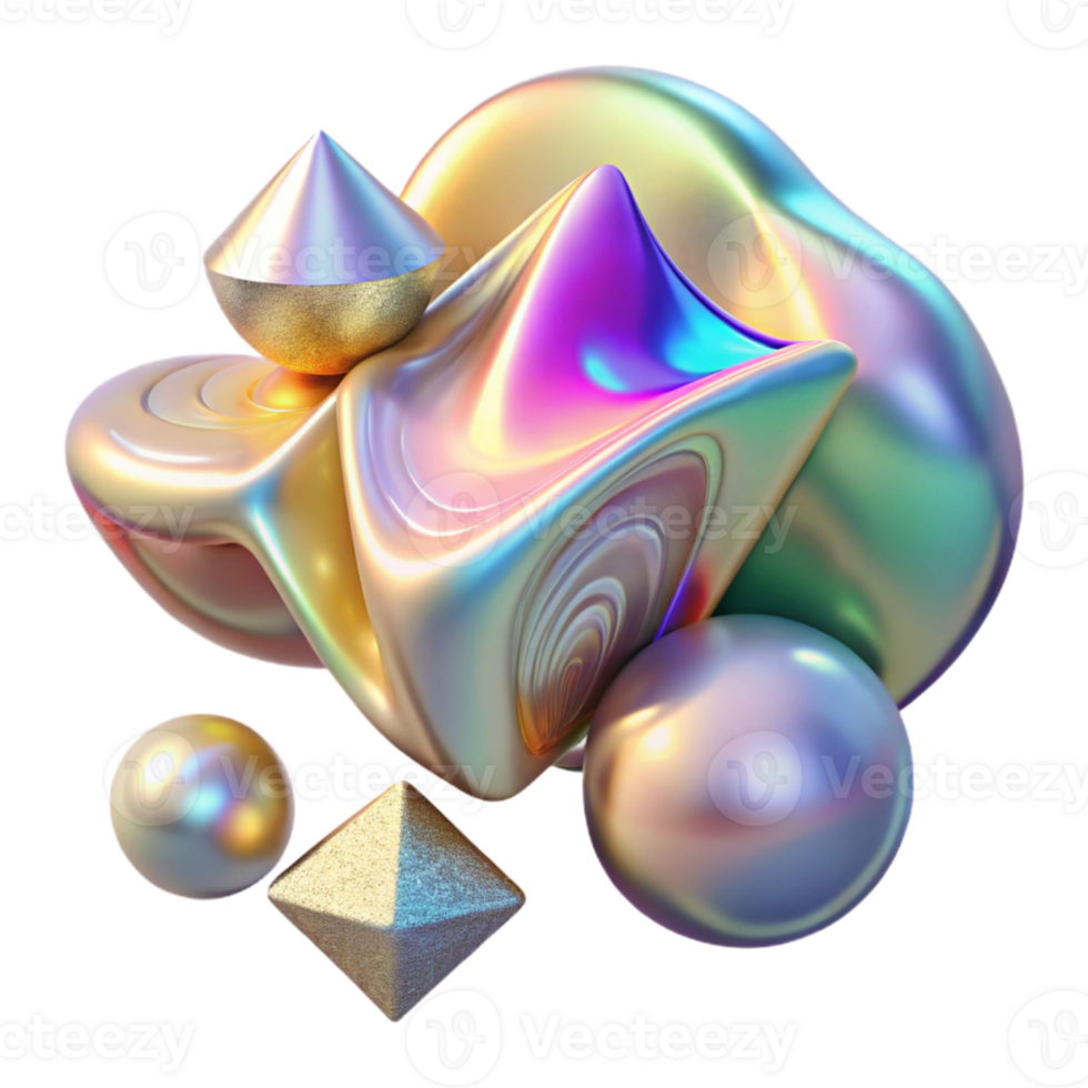 wonderful abstract Holographic Abstract Shapes Transparent for Modern Design premium png