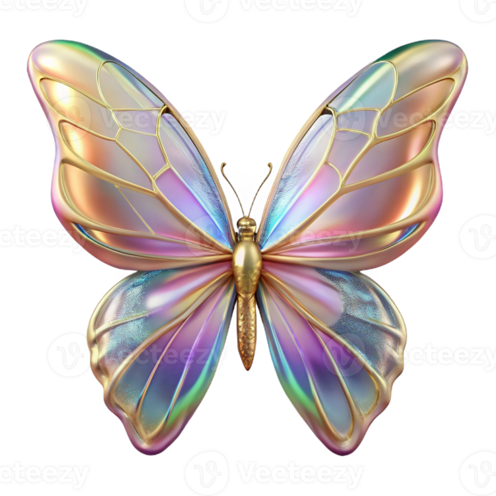 vibrant vintage Holographic Butterfly Transparent for Nature Design premium png